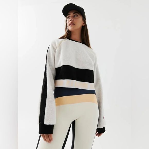 P.E Nation Frontside Sweat in White Sand Sherpa Crop Pullover Women's Size XS - Picture 4 of 10